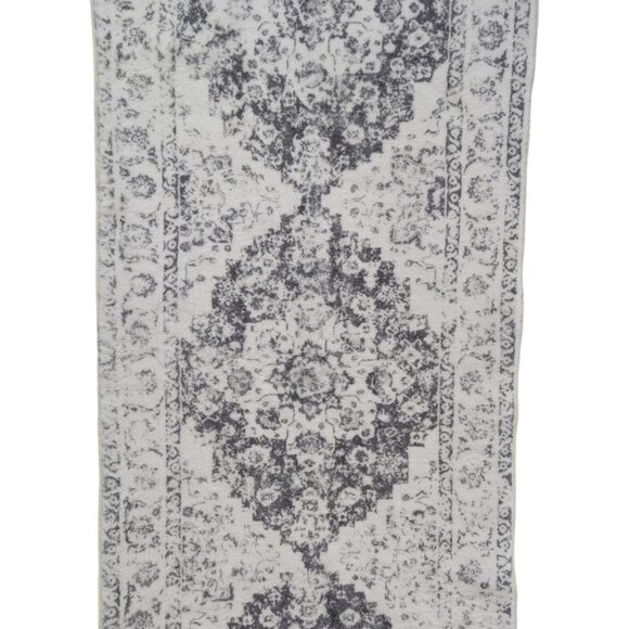 Hallway Runner Rug White Grey Distressed Farmhouse 24x70 Non Slip Machine Wash - Picture 5 of 7